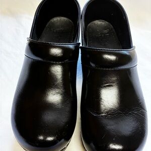 Dansko Women's Black Leather Clogs